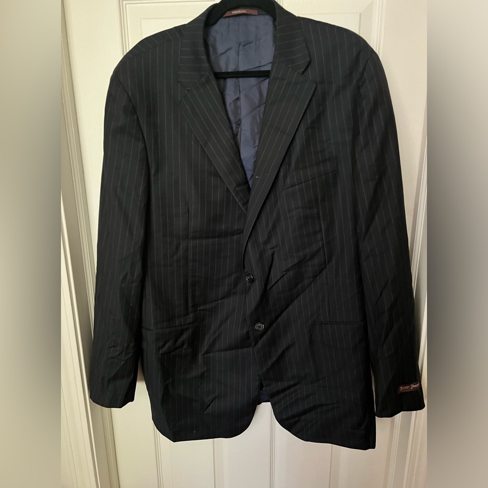 Hickey Freeman pinstriped Suit‎ Jacket Loro Piana Tasmanian Wool Super 150's 48L